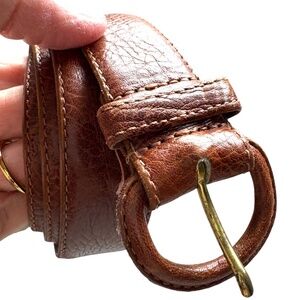 belt vintage S tan peppled leather classic 1" wide minimalist Canada waist